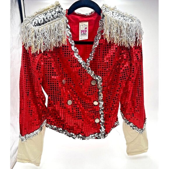 PEP THREADS VTG Sequin Band Jacket Vest Junior Sized MADE IN USA 1990's costume - Picture 1 of 16